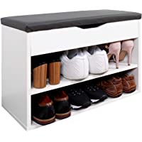RICOO WM032-W-A Banco Zapatero 60x42x30cm Armario Interior con Asiento Organizador Zapatos Mueble recibidor Perchero…